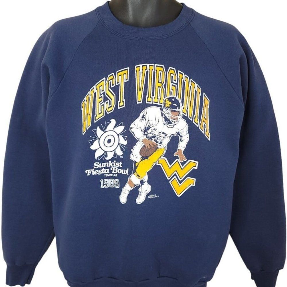 West Virginia Mountaineers Sweatshirt Vintage 80s 1989 Fiesta Bowl Football